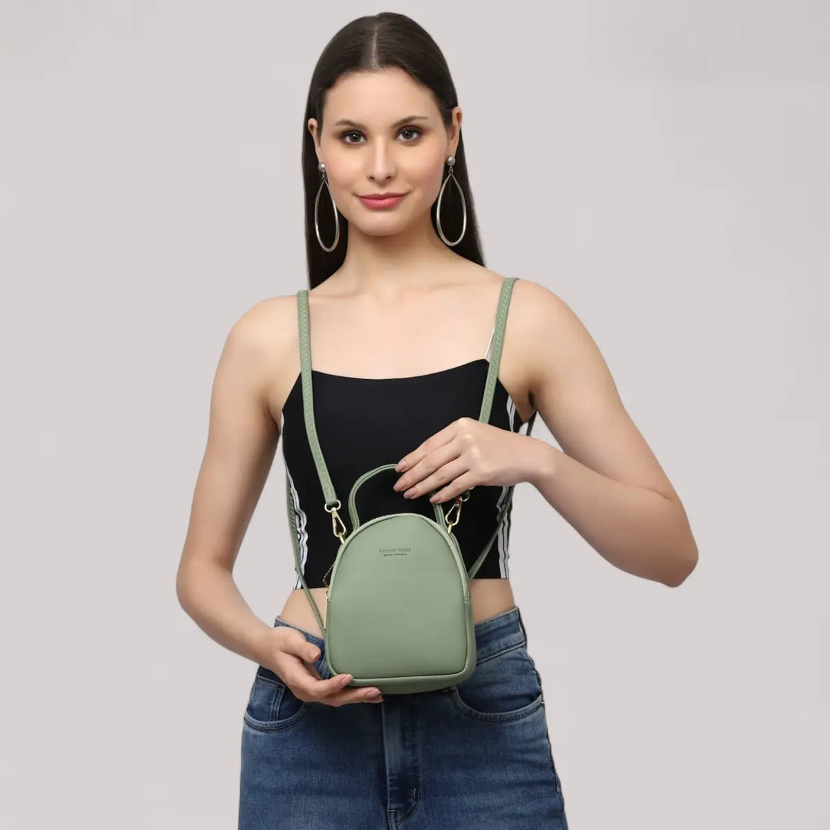Stylish Sling Crossbody Handbag- Olive Green