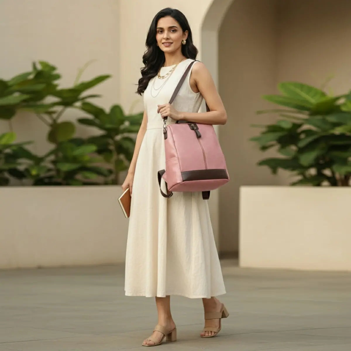 Timeless Aura Women Backpack Handbag - Blush Pink