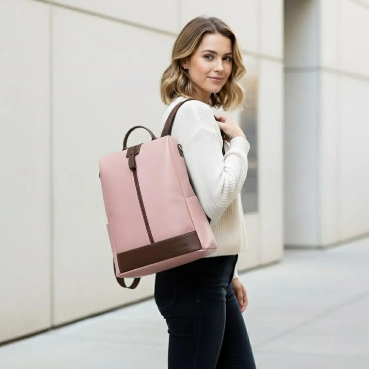 Timeless Aura Women Backpack Handbag - Blush Pink