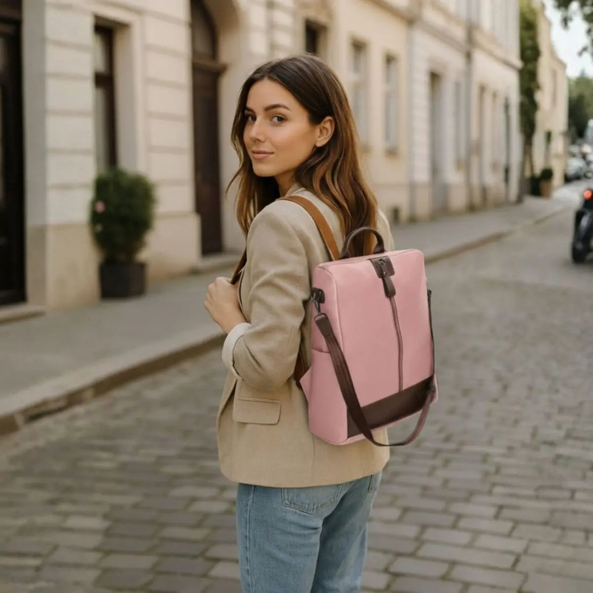 Timeless Aura Women Backpack Handbag - Blush Pink
