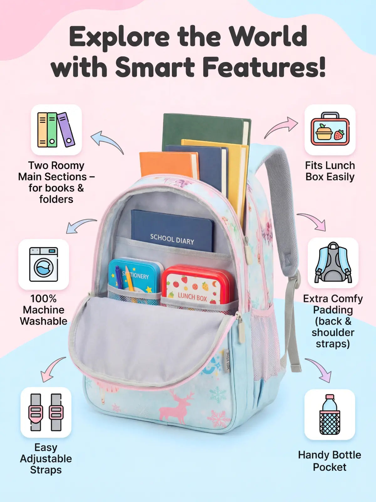 Everyday Essentials Elementary School Bag-Frozen Princess Blue