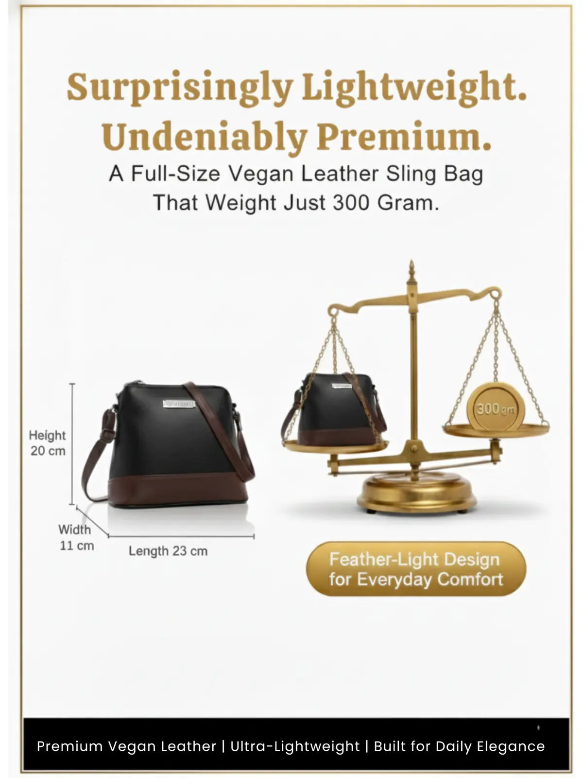 Timeless Luxe Women's Sling Bag - Black