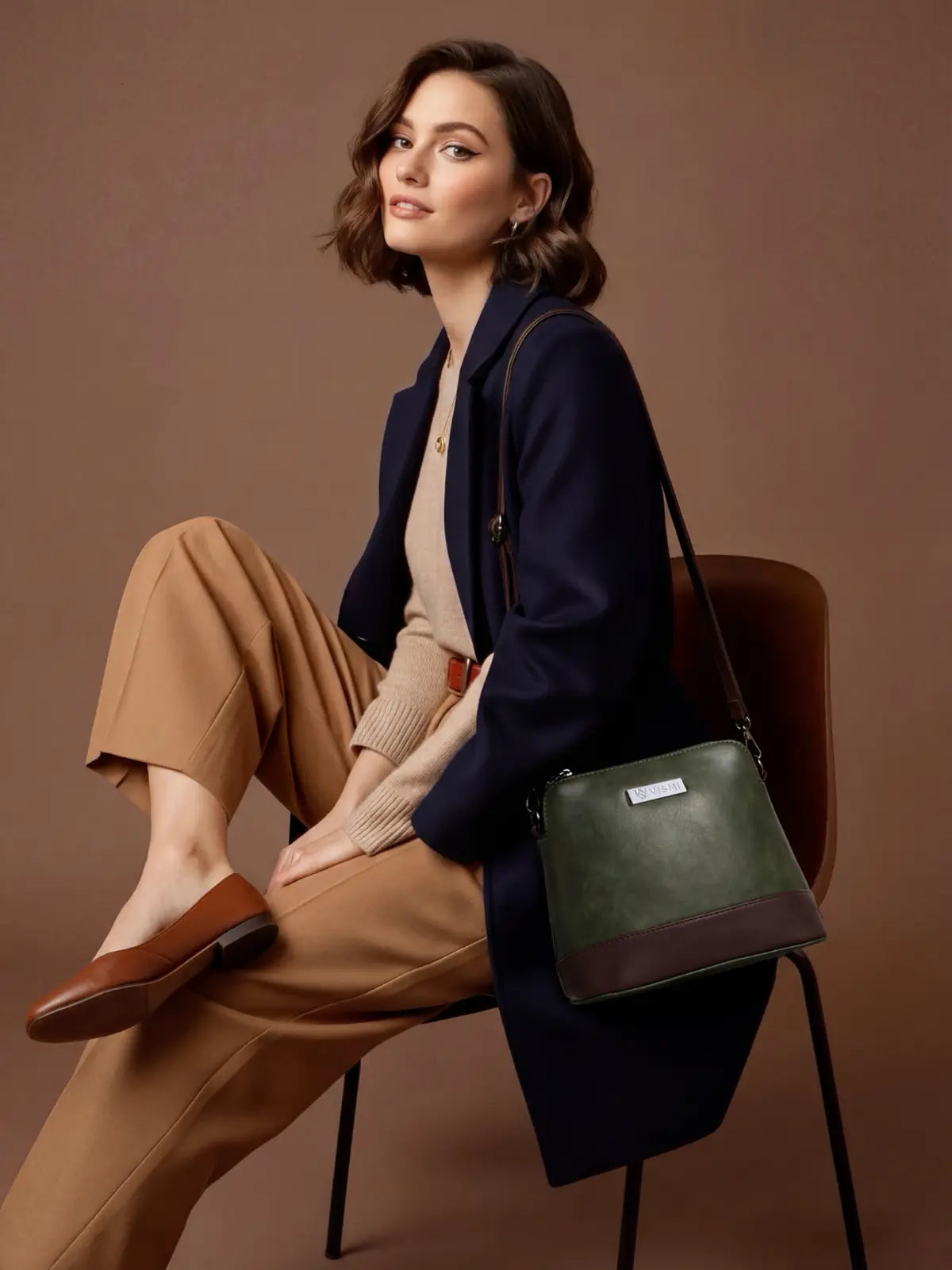 Timeless Luxe Women's Sling Bag - Olive Green