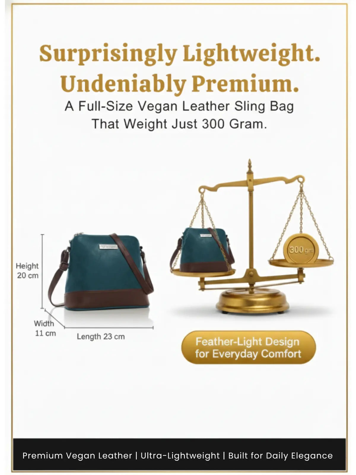 Timeless Luxe Women's Sling Bag - Teal blue