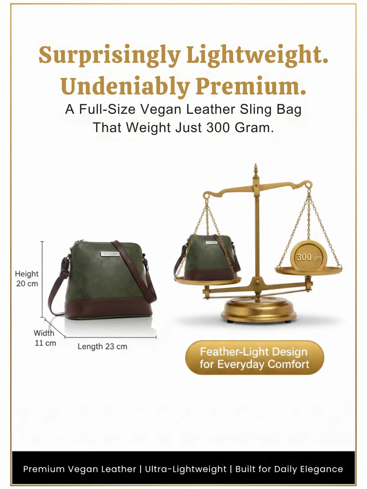 Timeless Luxe Women's Sling Bag - Olive Green