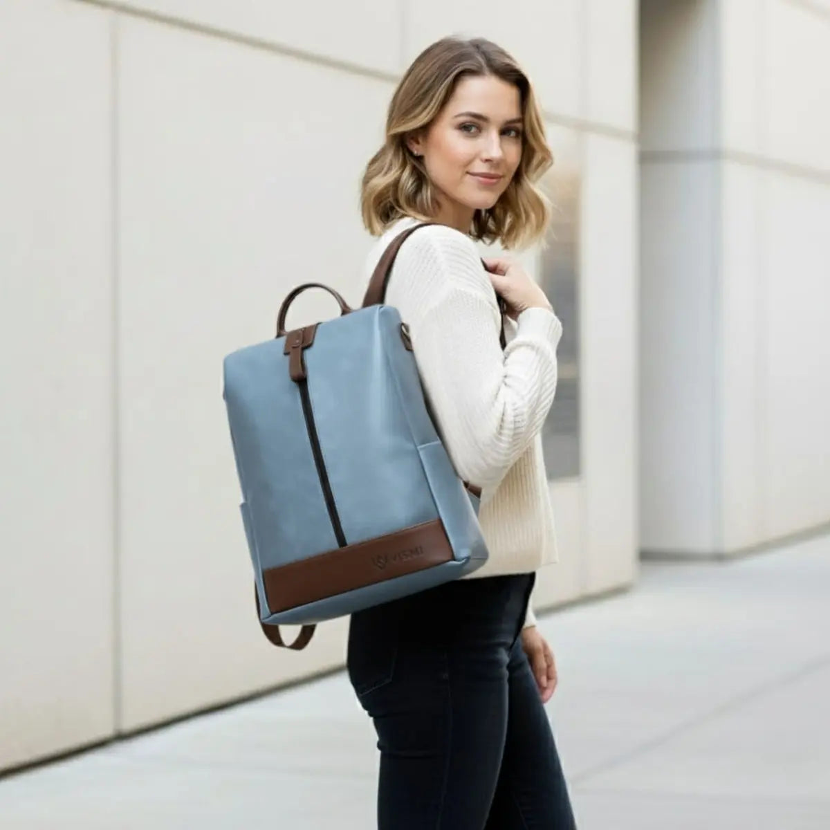 Timeless Aura Women Backpack Handbag - Sky Blue