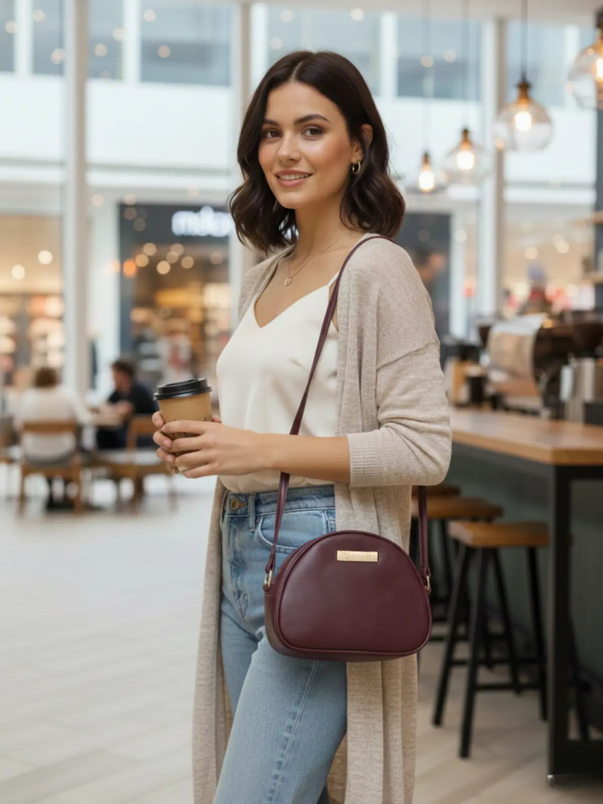 Timeless Chic Women's Sling Bag - Wine