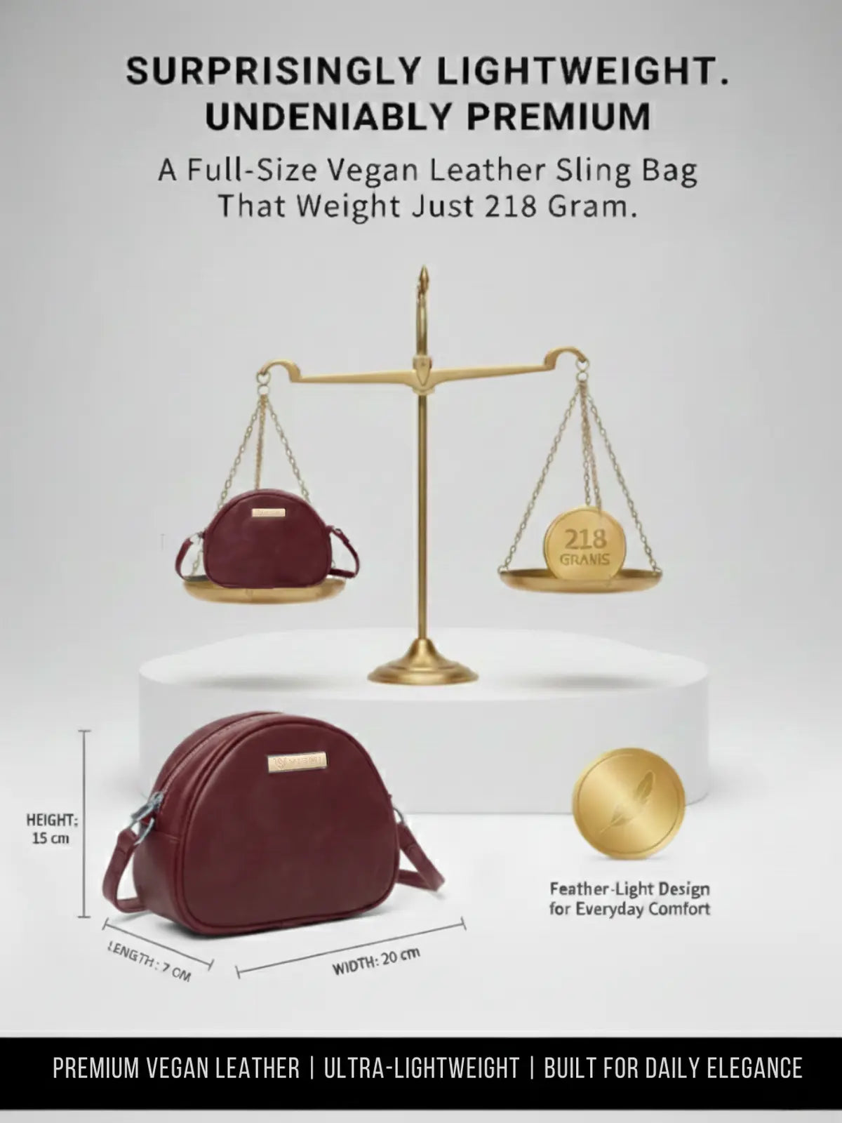 Timeless Chic Women's Sling Bag - Wine