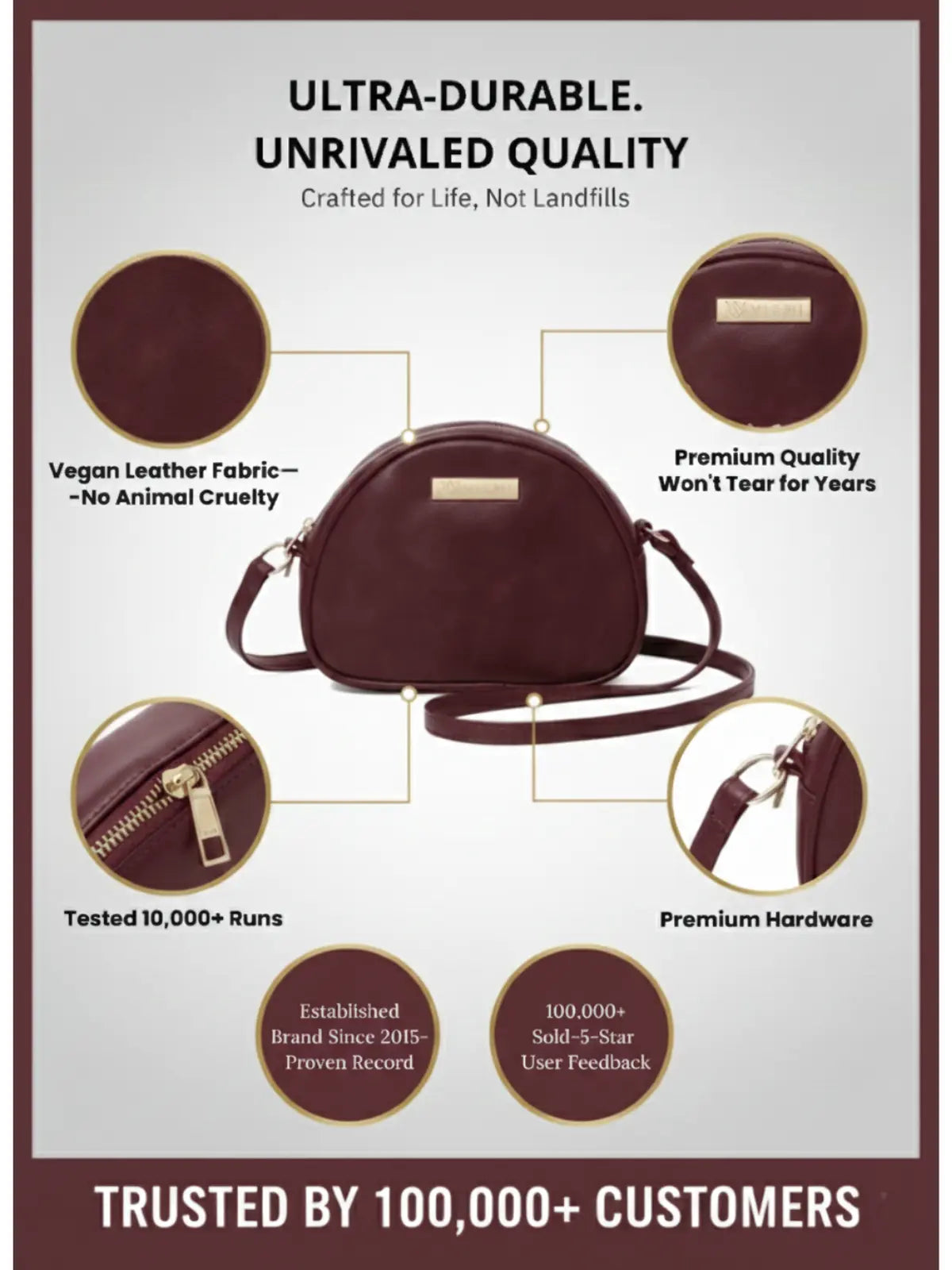 Timeless Chic Women's Sling Bag - Wine