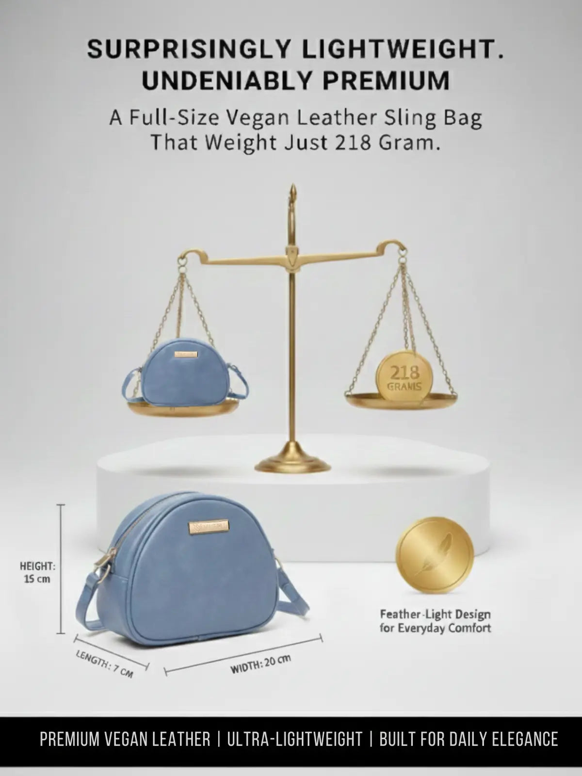 Timeless Chic Women's Sling Bag - Sky Blue