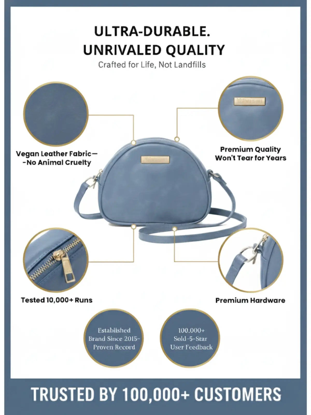 Timeless Chic Women's Sling Bag - Sky Blue