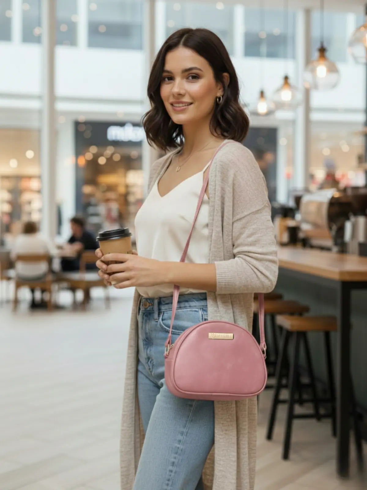 Timeless Chic Women's Sling Bag - Blush Pink