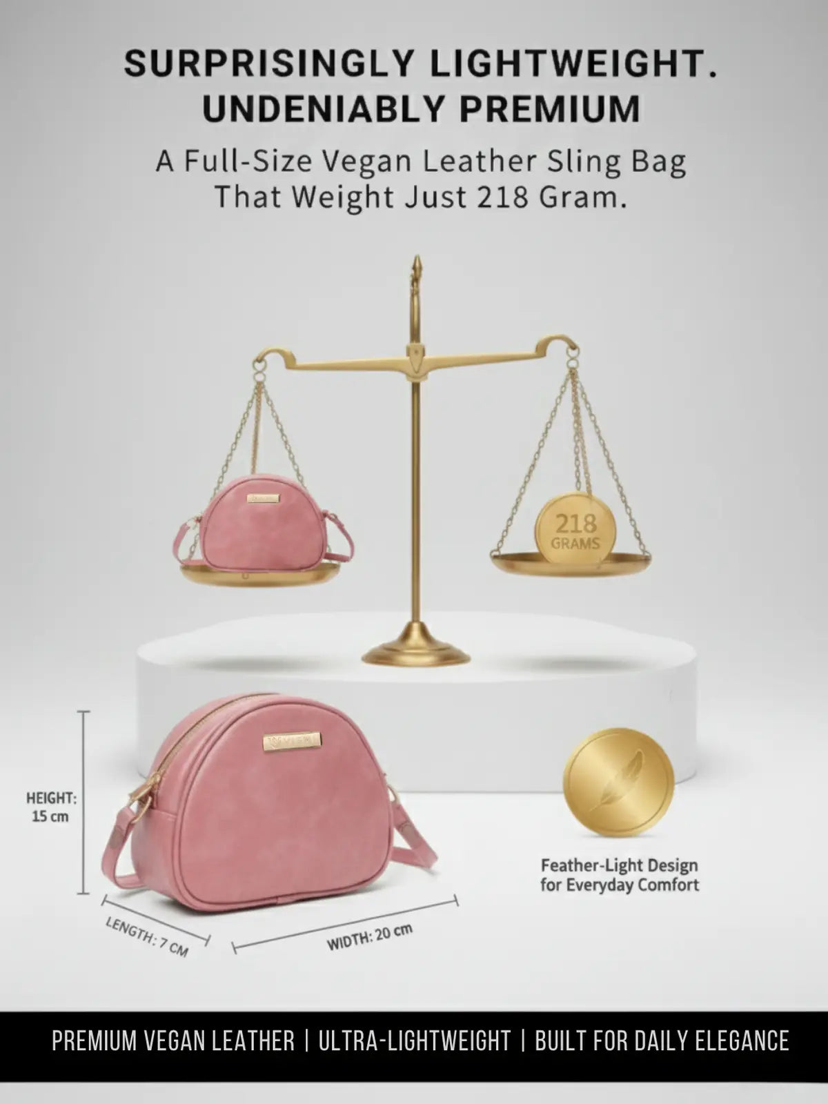 Timeless Chic Women's Sling Bag - Blush Pink