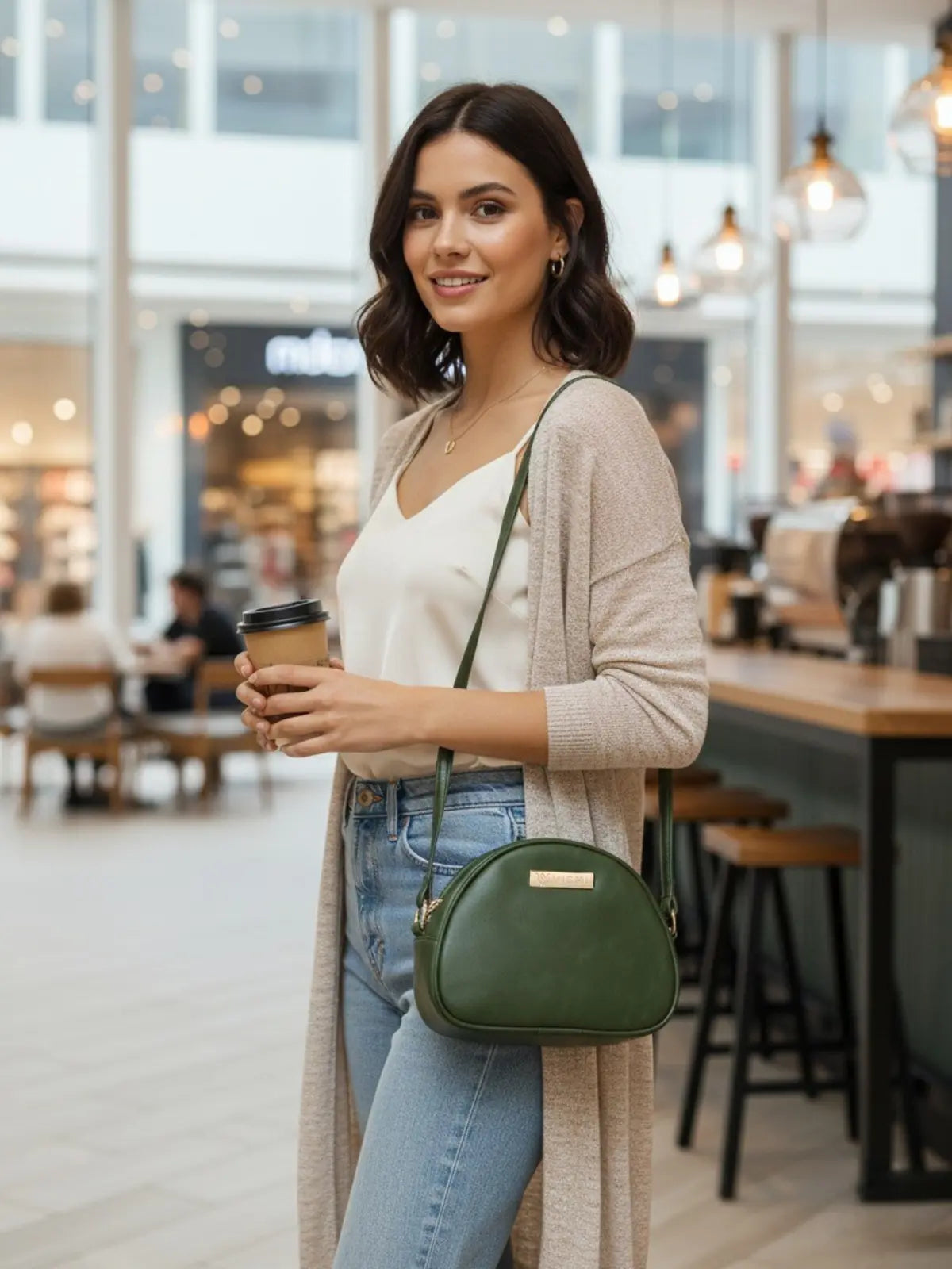 Timeless Chic Women's Sling Bag - Olive Green