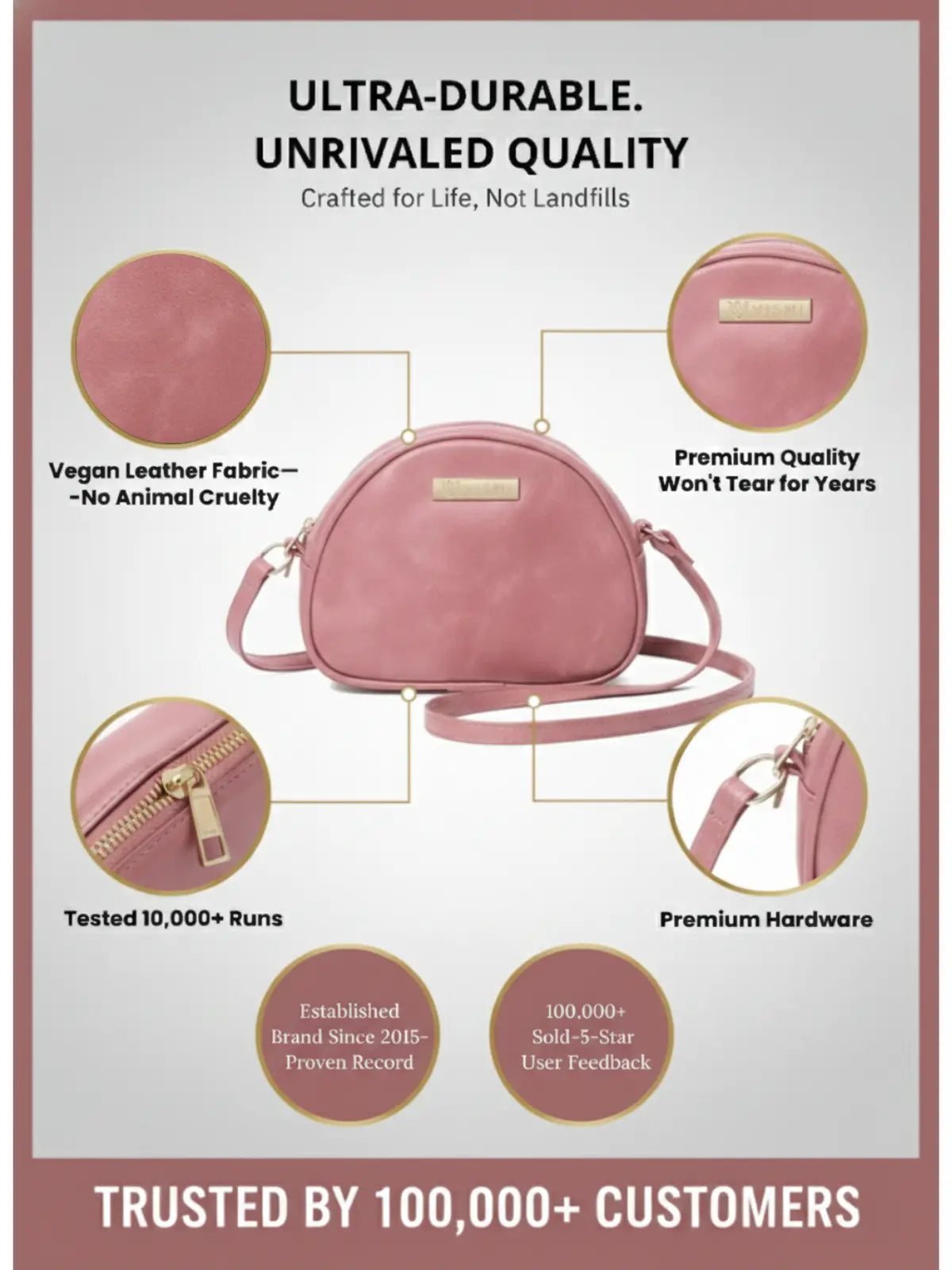 Timeless Chic Women's Sling Bag - Blush Pink