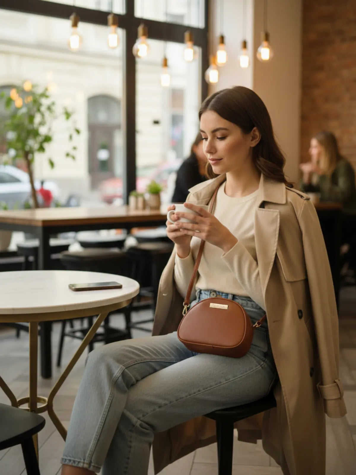 Timeless Chic Women's Sling Bag - Tan