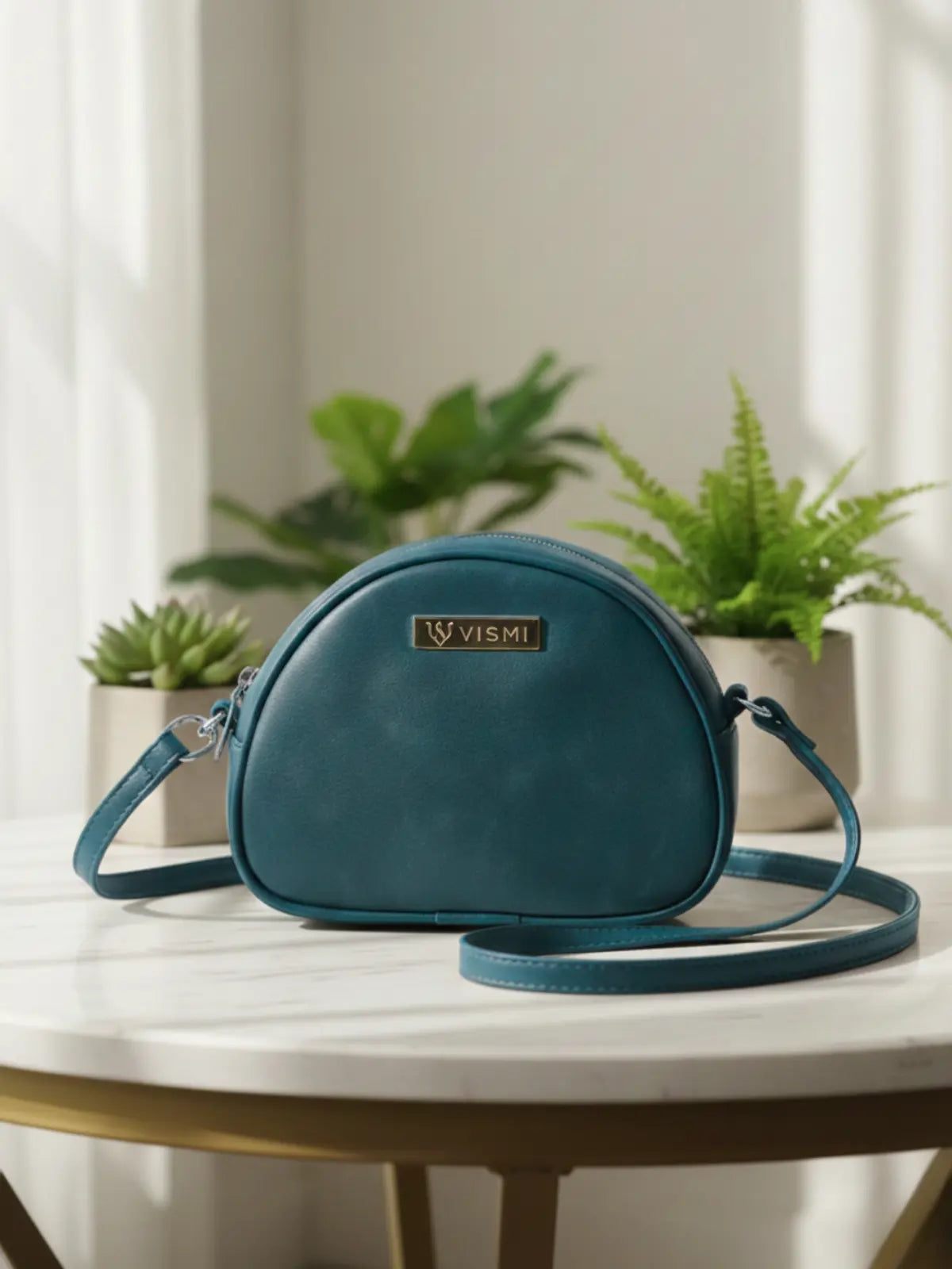Timeless Chic Women's Sling Bag - Teal blue