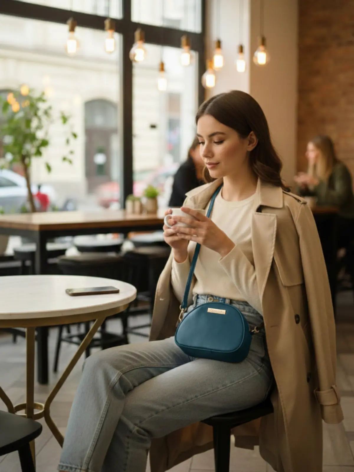 Timeless Chic Women's Sling Bag - Teal blue