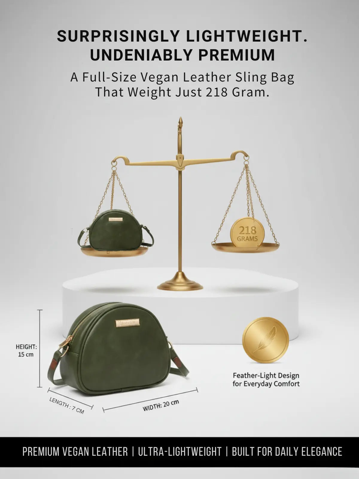 Timeless Chic Women's Sling Bag - Olive Green