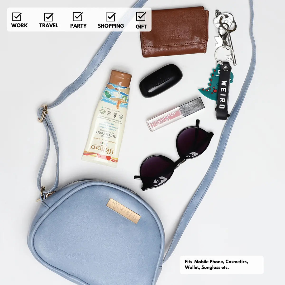 Timeless Chic Women's Sling Bag - Sky Blue