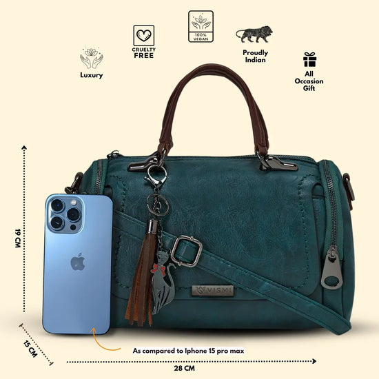 Timeless Mystique Satchel Handbag - Teal Blue