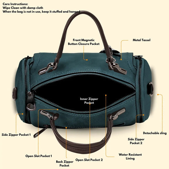 Timeless Mystique Satchel Handbag - Teal Blue
