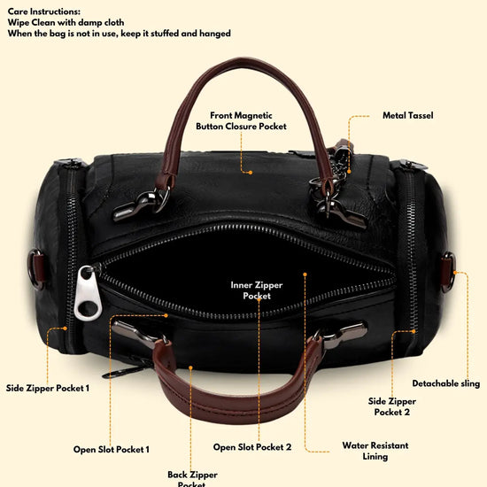 Timeless Mystique Satchel Handbag - Black
