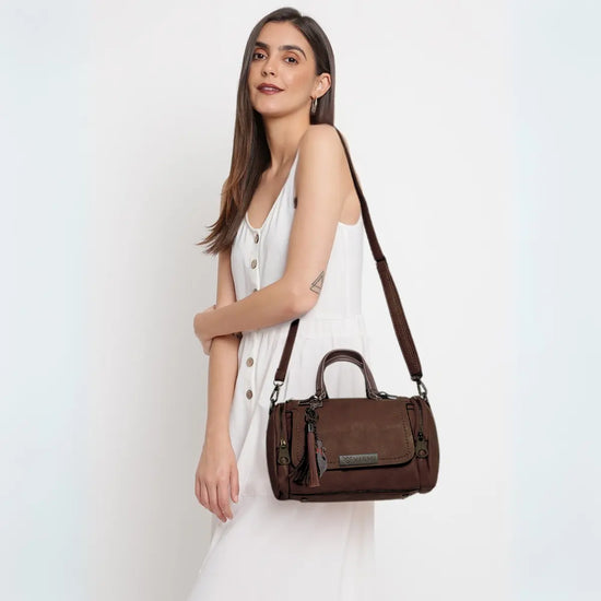 Timeless Mystique Satchel Handbag - Coffee Brown