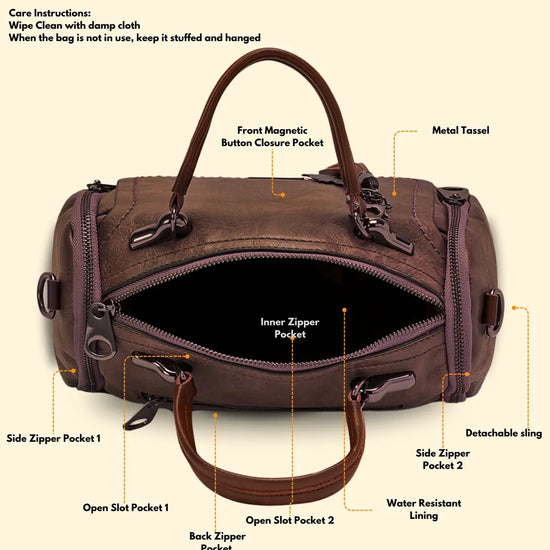 Timeless Mystique Satchel Handbag - Coffee Brown