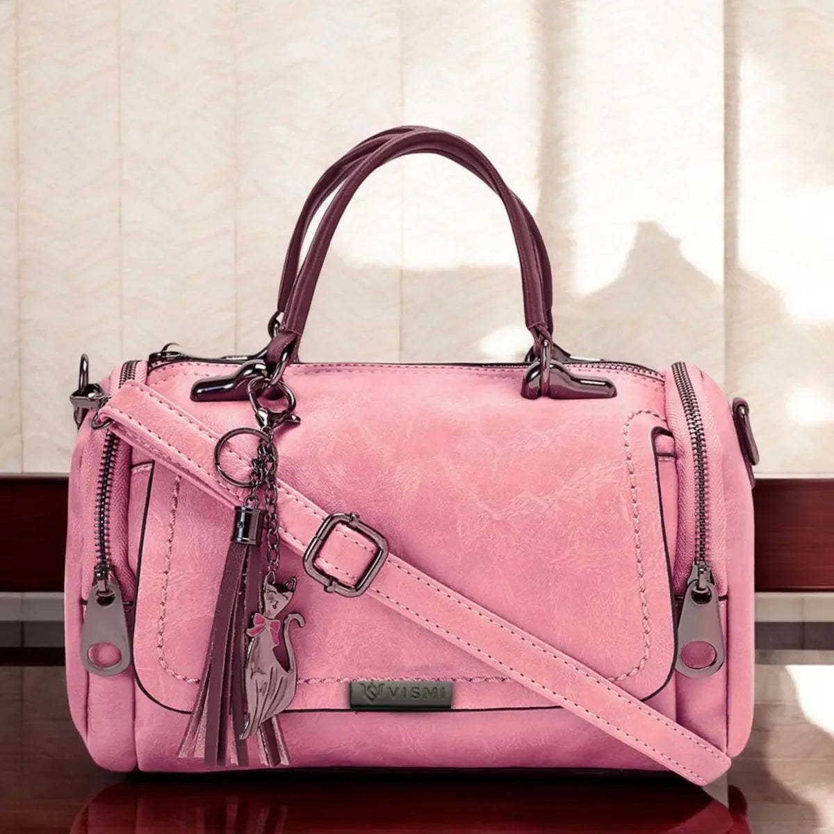 Timeless Mystique Satchel Handbag Blush Pink Front View