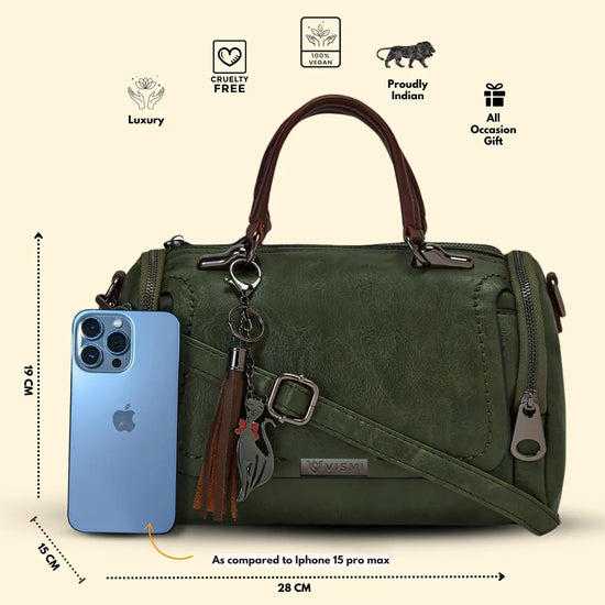Timeless Mystique Satchel Handbag - Olive Green
