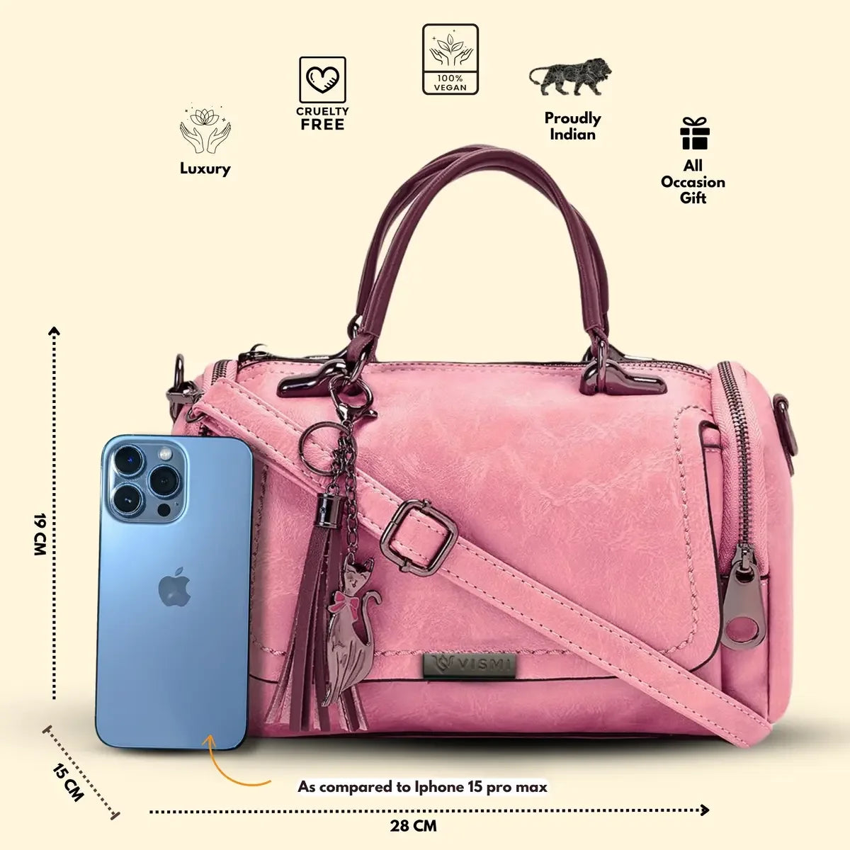 Timeless Mystique Satchel Handbag Blush Pink Open View