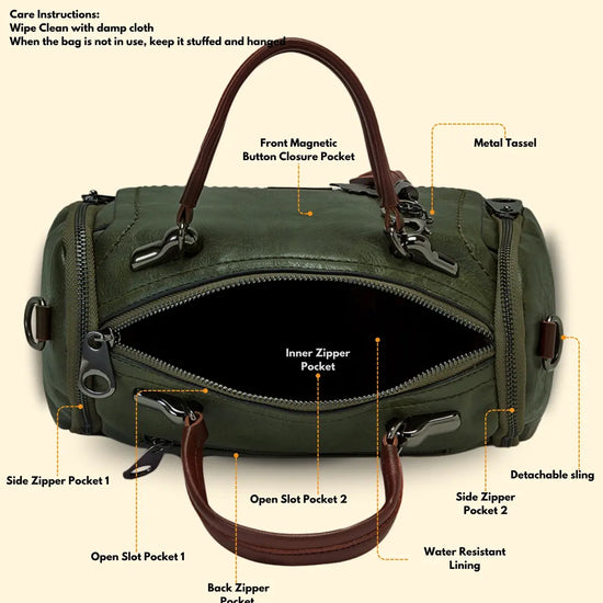 Timeless Mystique Satchel Handbag - Olive Green