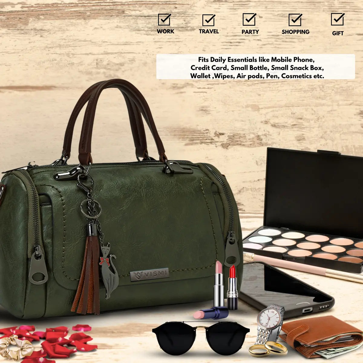 Timeless Mystique Satchel Handbag - Olive Green
