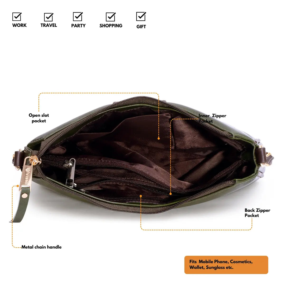 Timeless Glam Evening Bag - Olive Green
