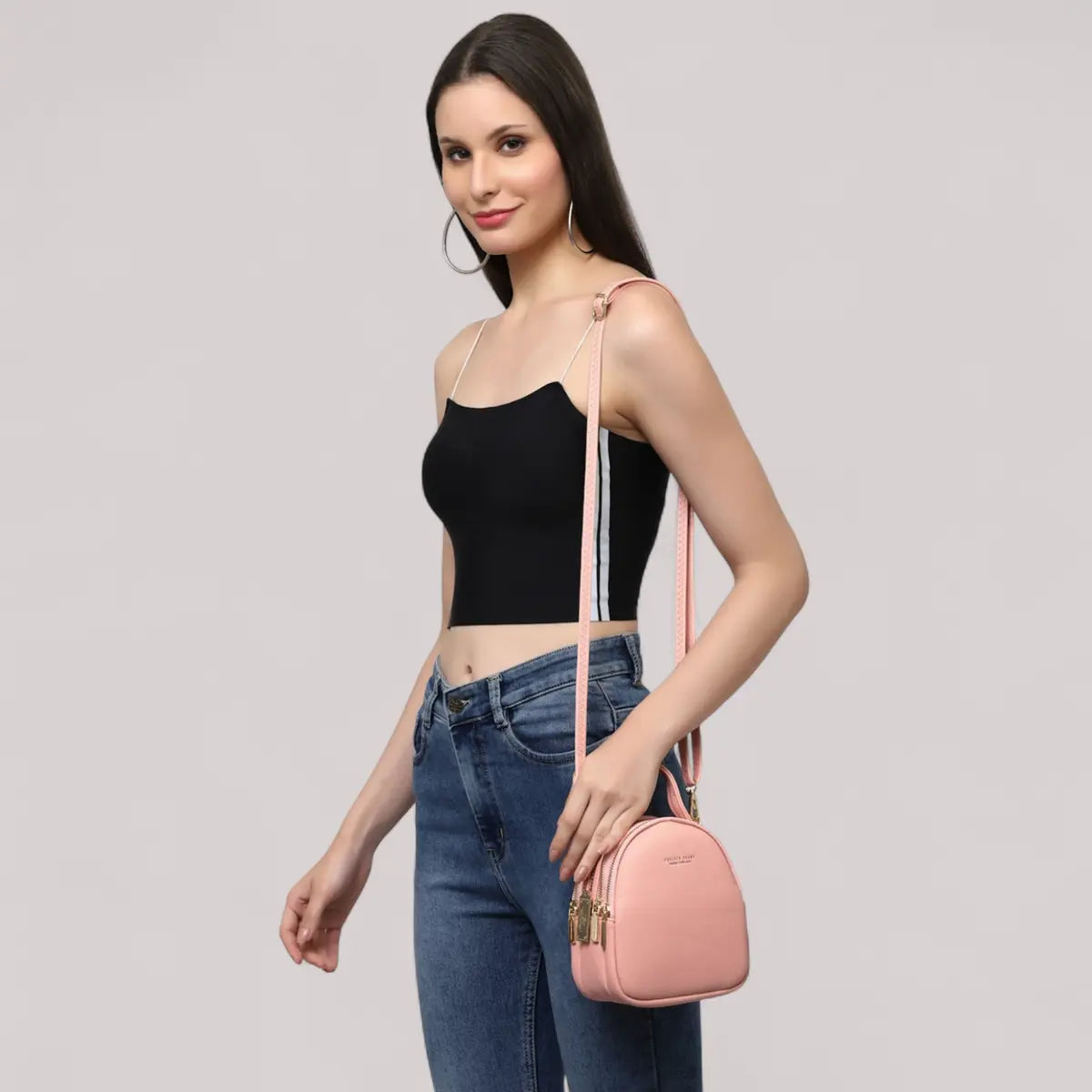 Stylish Sling Crossbody Handbag- Pink