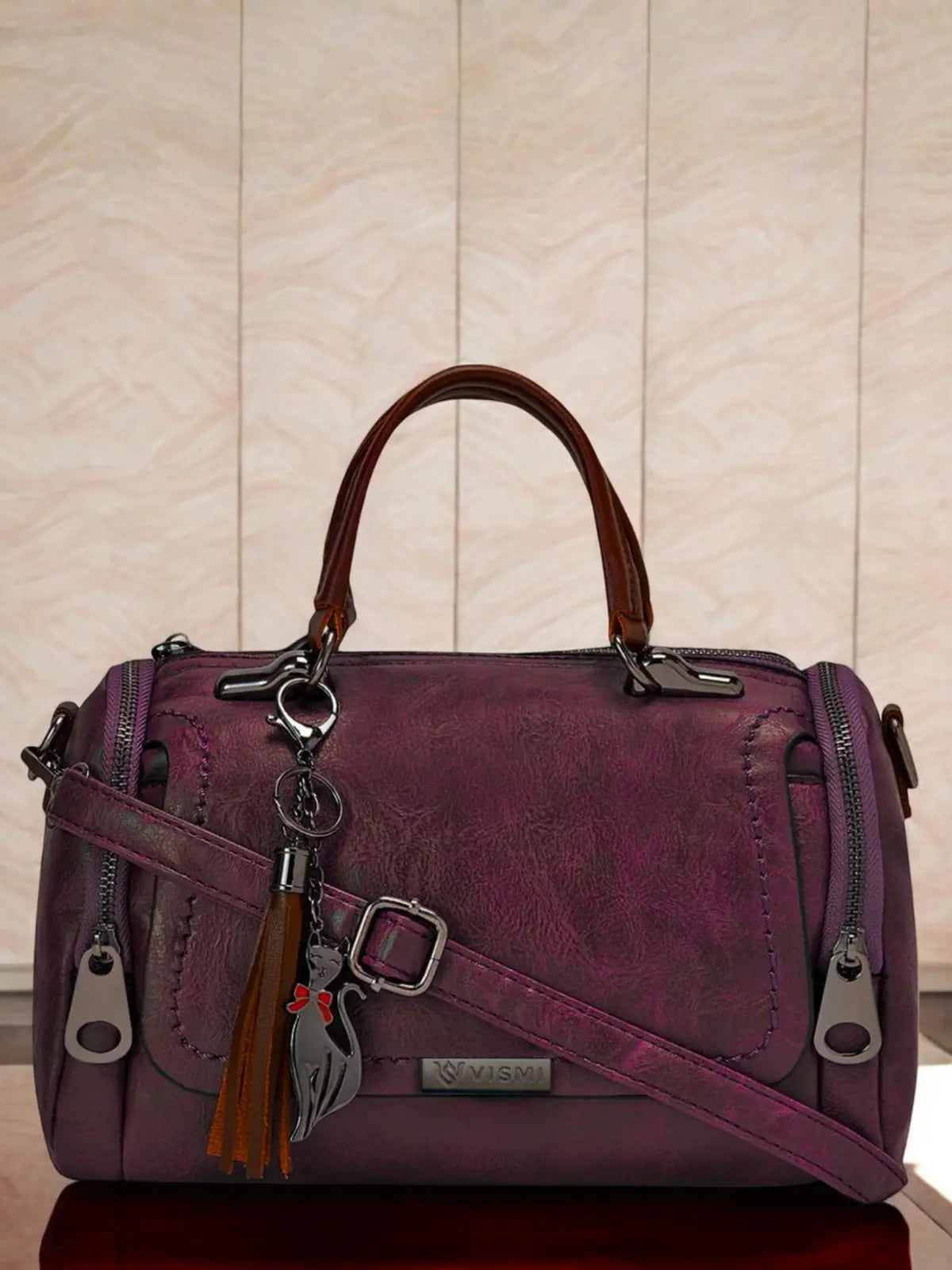 Timeless Mystique Satchel Handbag - Wine