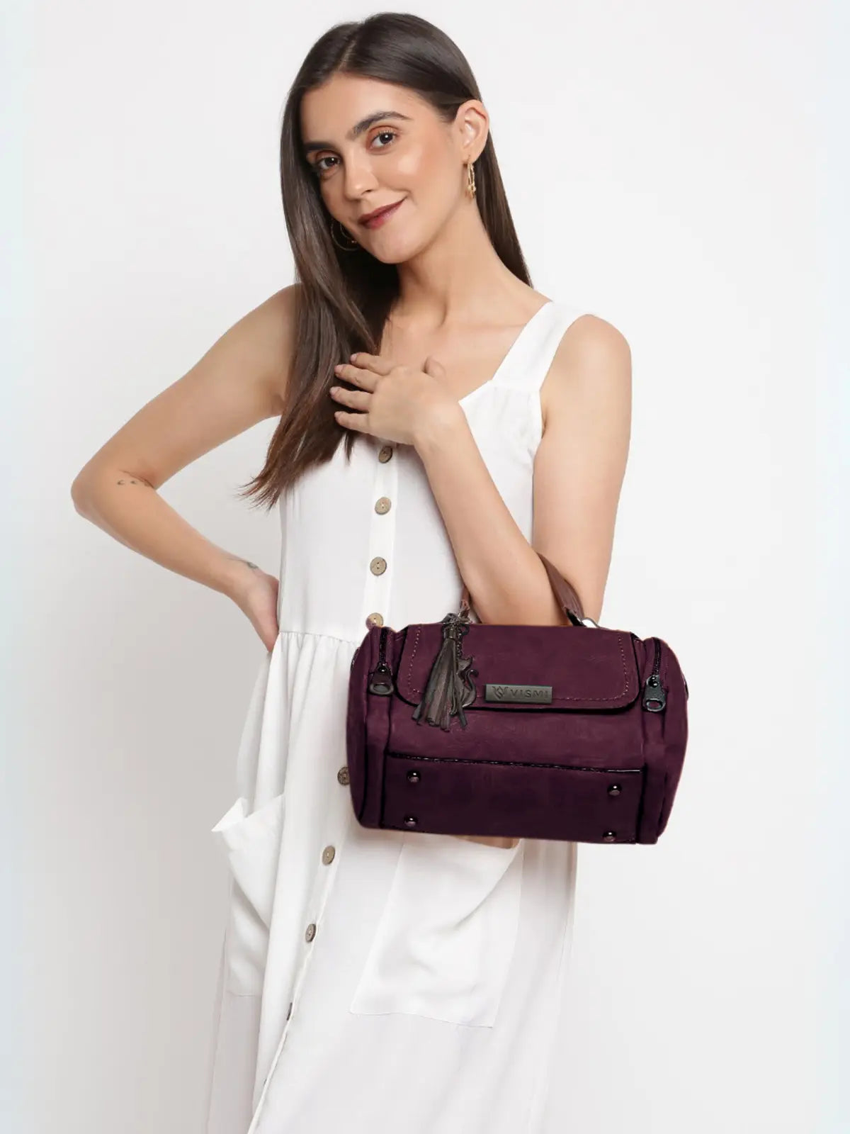 Timeless Mystique Satchel Handbag - Wine