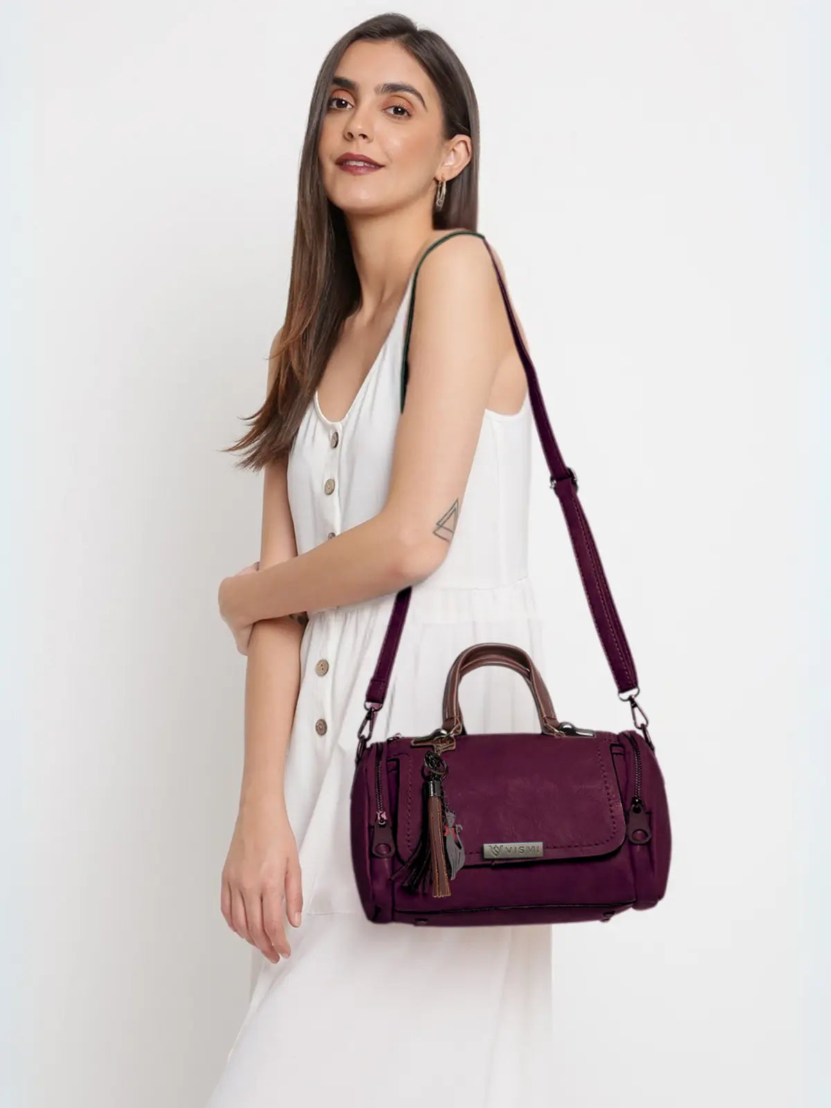 Timeless Mystique Satchel Handbag - Wine