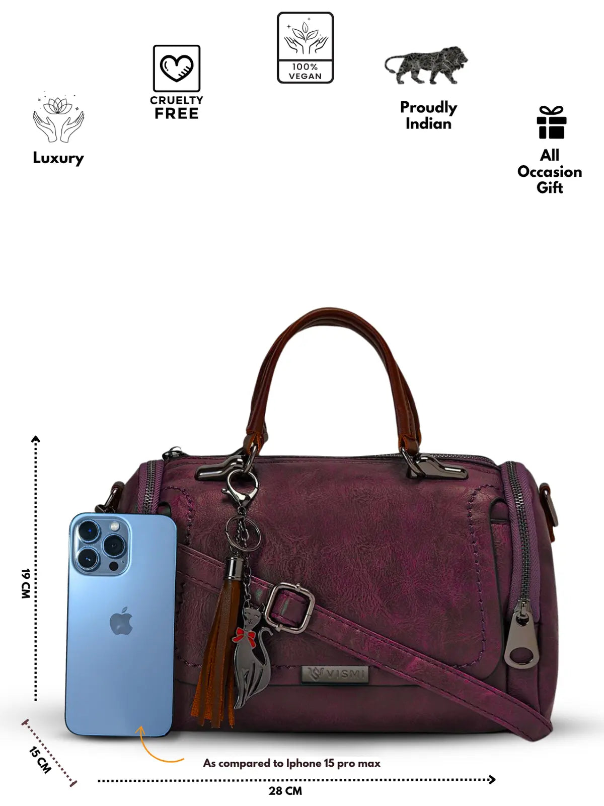 Timeless Mystique Satchel Handbag - Wine