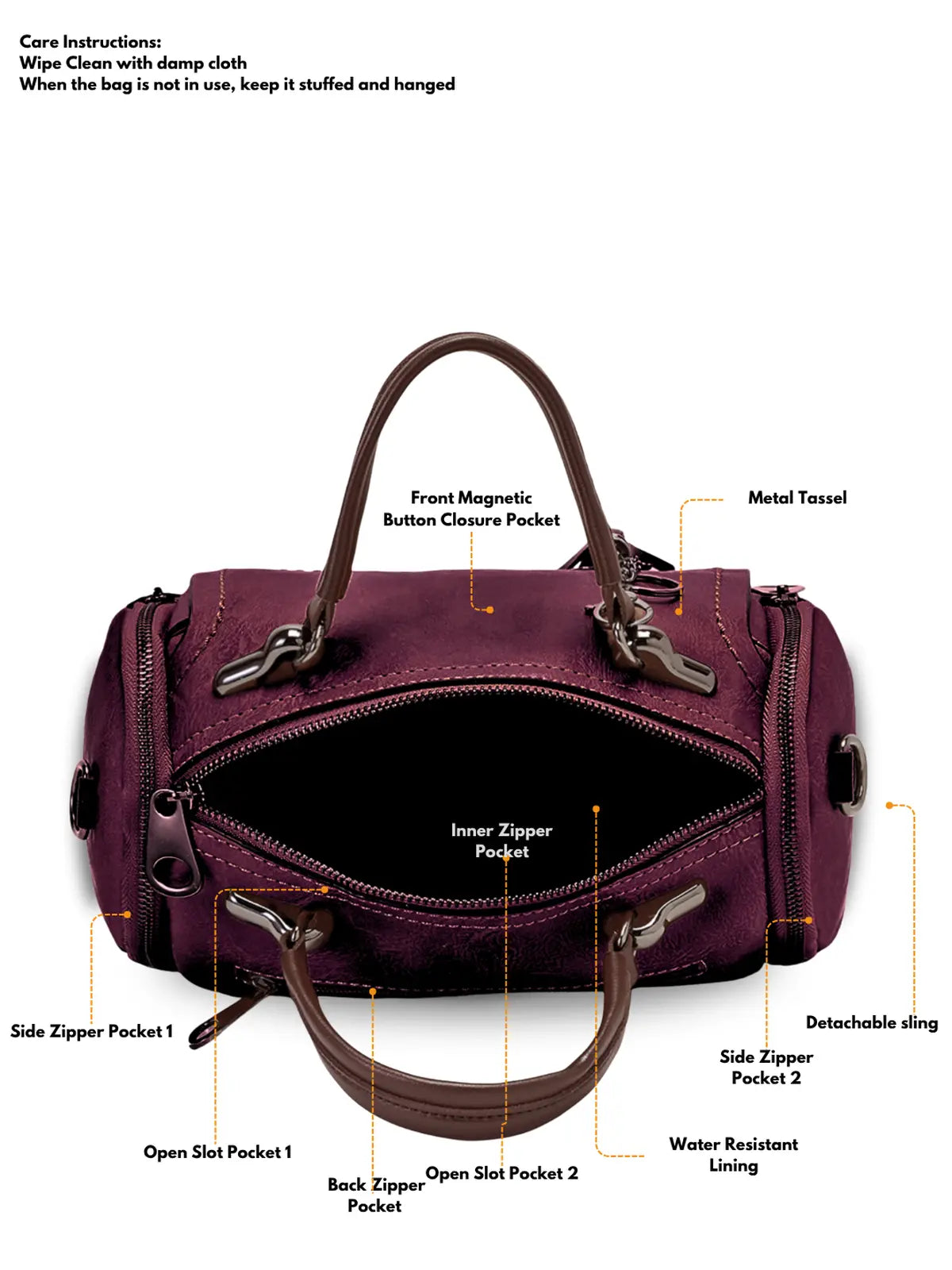 Timeless Mystique Satchel Handbag - Wine