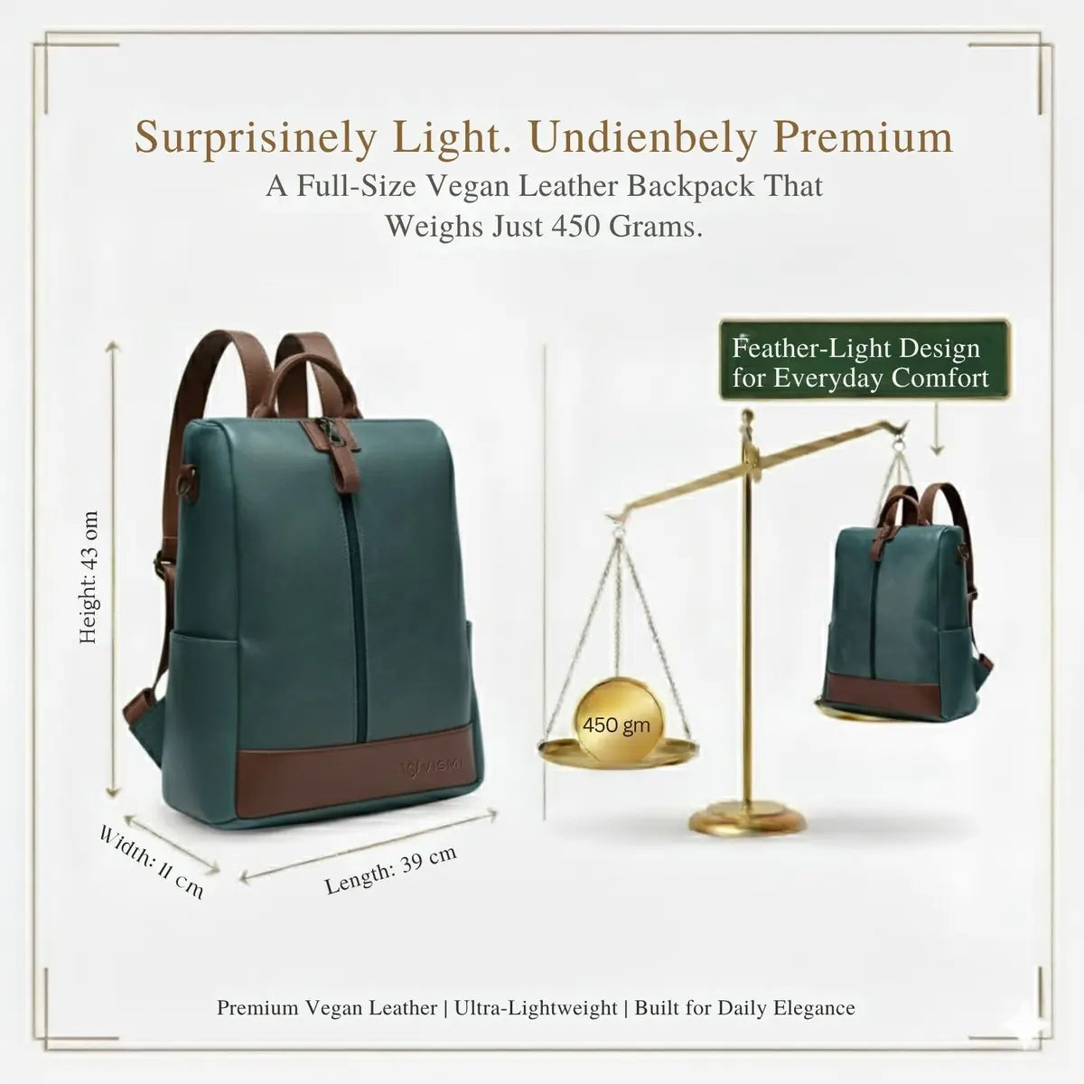 Timeless Aura Women Backpack Handbag - Teal Blue