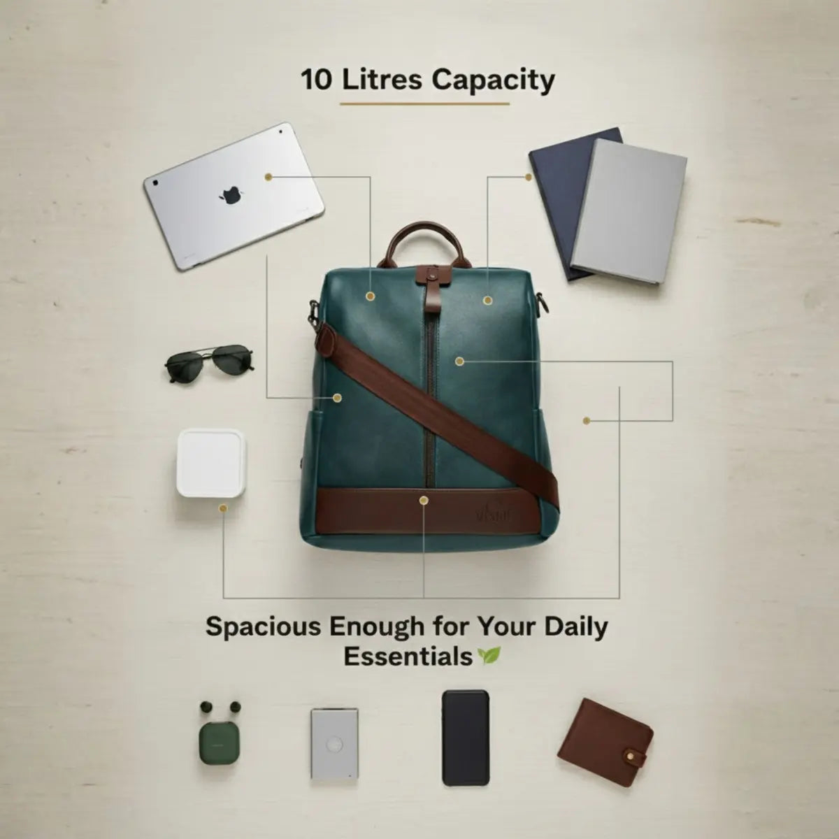 Timeless Aura Women Backpack Handbag - Teal Blue