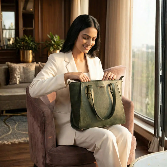 Timeless Contour Laptop Handbags - Olive Green