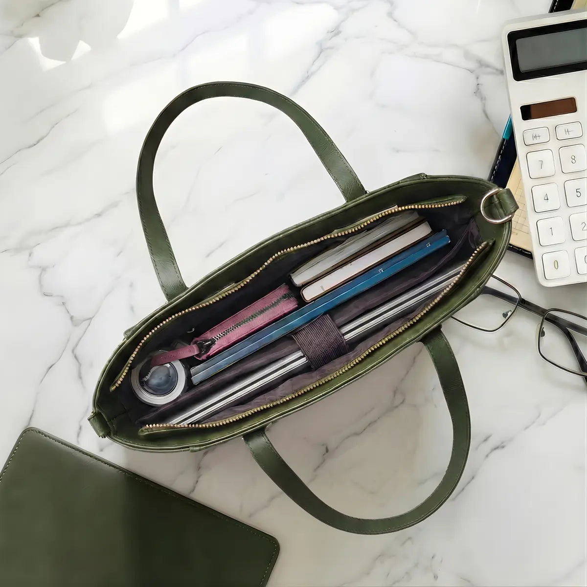 Timeless Contour Laptop Handbags - Olive Green