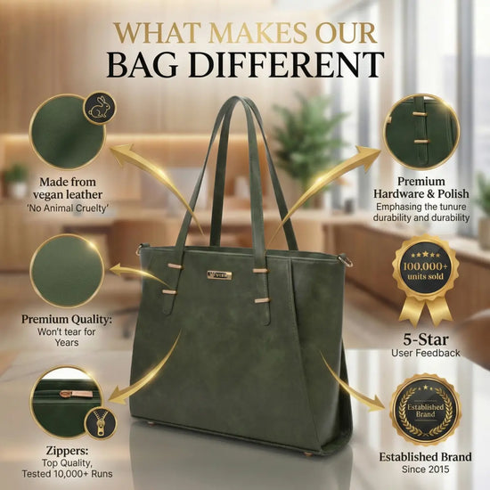 Timeless Contour Laptop Handbags - Olive Green