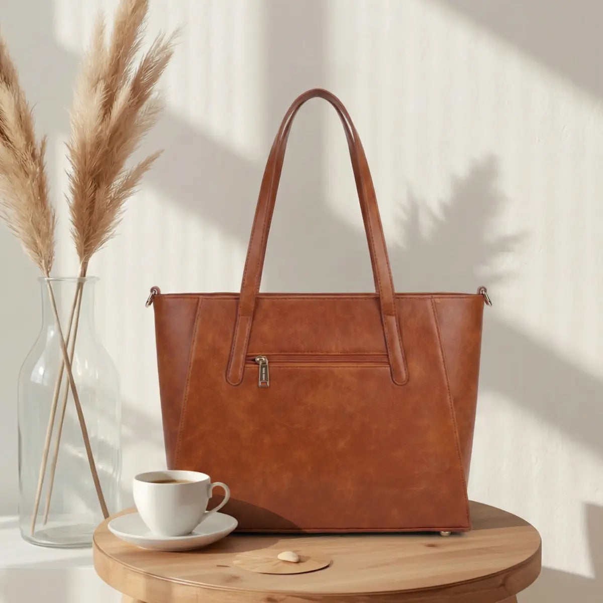 Timeless Contour Laptop Handbags - Tan