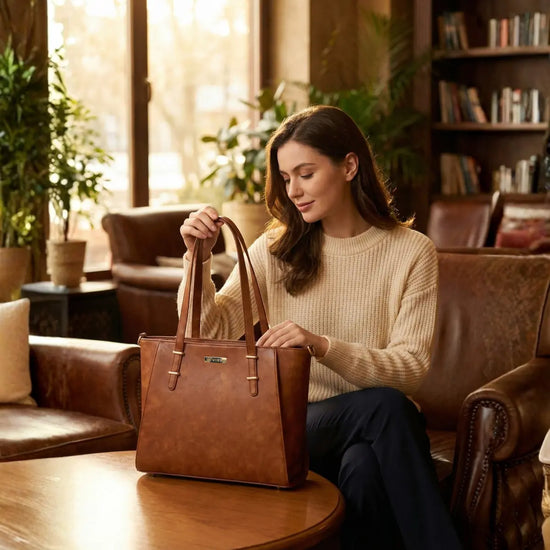 Timeless Contour Laptop Handbags - Tan
