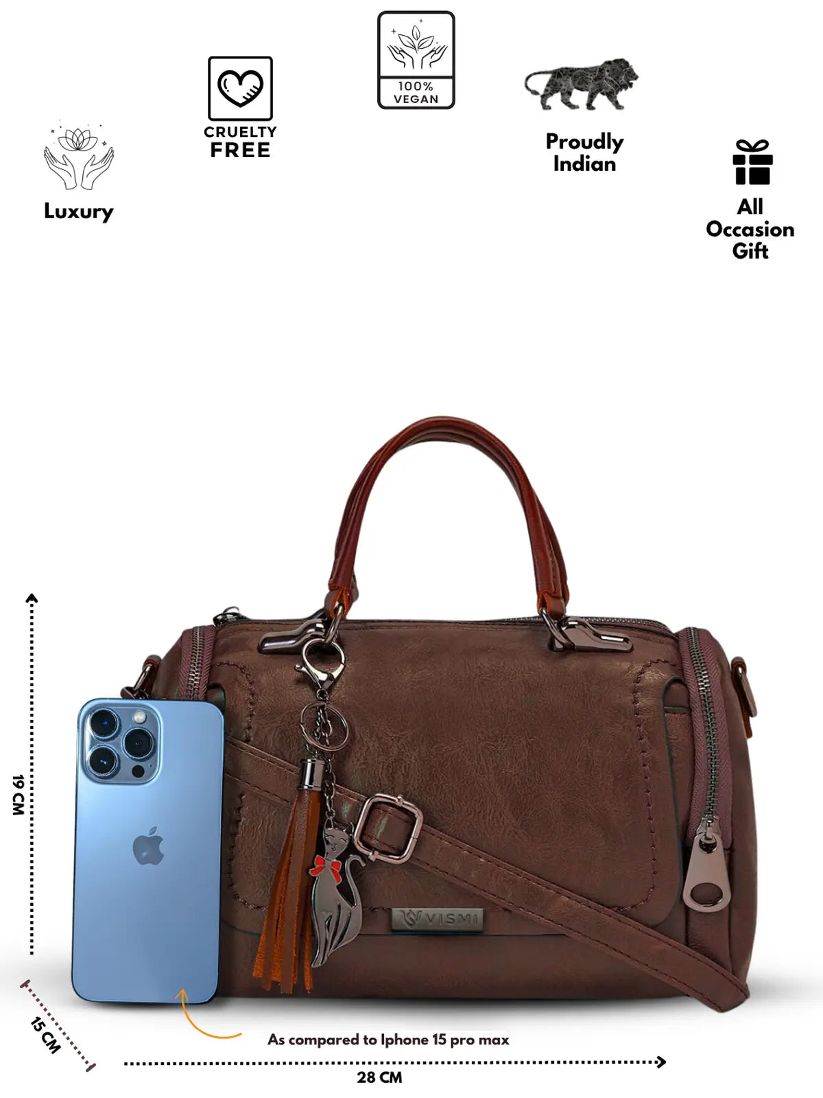Timeless Mystique Satchel Handbag - Coffee Brown