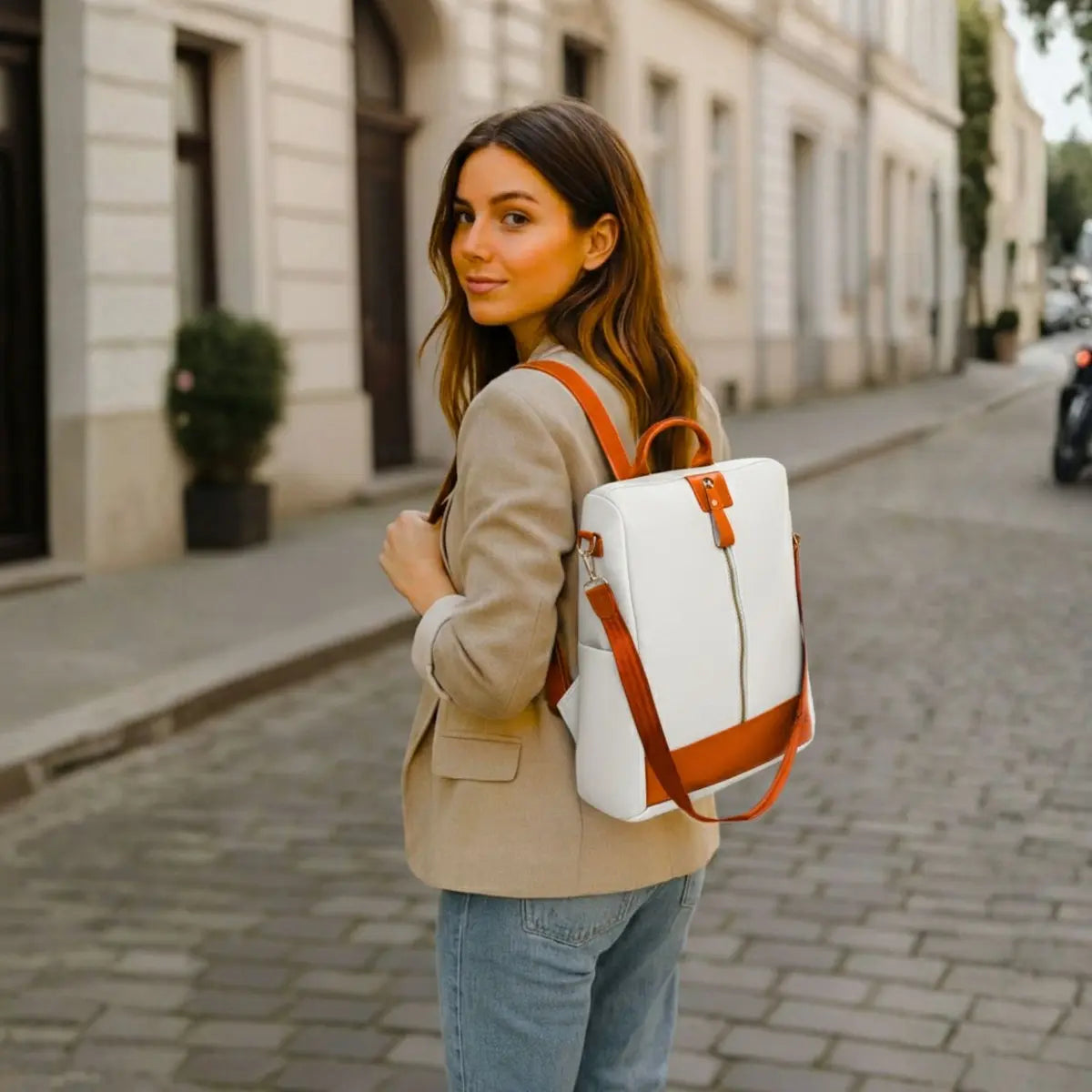 Timeless Aura Women Backpack Handbag - White